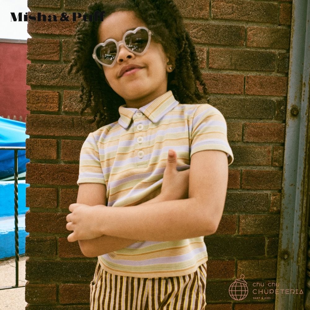 【Misha & Puff】SHORT SLEEVE POLO - MIST AVENUE STRIPE (26SS) _2 _ chu chu CHUPETERIA