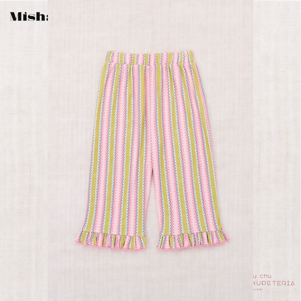 ボトムス・スパッツ misha&puff ruffle pedal pusher 2025AW 5y Misha&Puff】[DROP 2]RUFFLE PEDAL PUSHER - AURA VAQUERO STRIPE(26SP