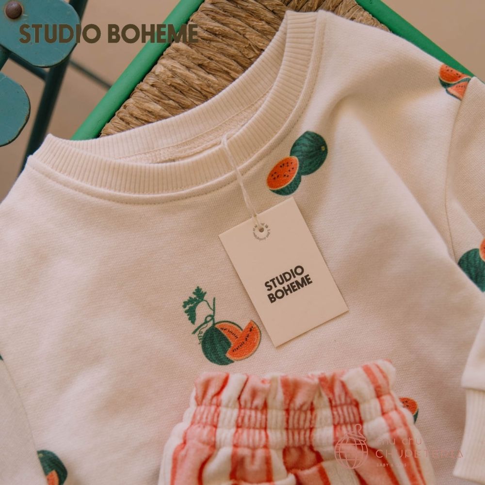 【STUDIO BOHEME】[26SS Drop1] SWEAT - SHIRT BART - OFF WHITE / WATERMELON _2 _ chu chu CHUPETERIA