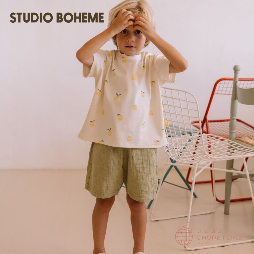 【STUDIO BOHEME】[26SS Drop1] TSHIRT ESSENTIAL - OFF WHITE / LEMON _2 _ chu chu CHUPETERIA