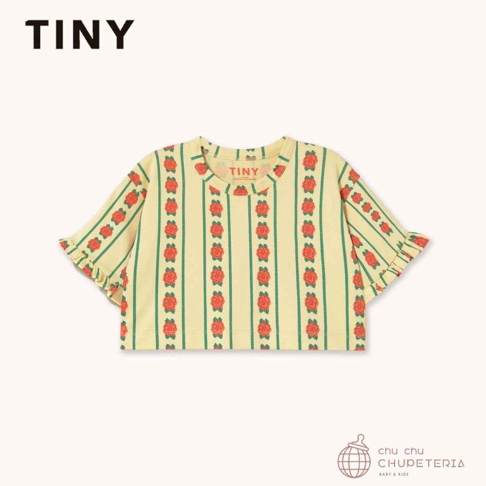 【TINYCOTTONS】[Drop 1] ROSE PATTERN CROP TEE dusty yellow (26SS) _1 _ chu chu CHUPETERIA