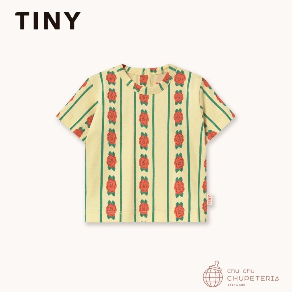 【TINYCOTTONS】[Drop 1] ROSE PATTERN KNITTED BABY TEE dusty yellow (26SS) _1 _ chu chu CHUPETERIA