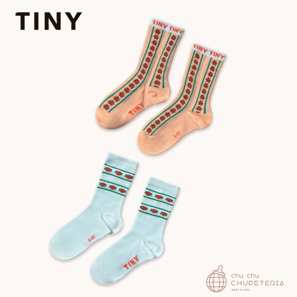 【TINYCOTTONS】[DROP 2] ROSES MEDIUM SOCKS wild rose/ice blue (26SS) _1 _ chu chu CHUPETERIA