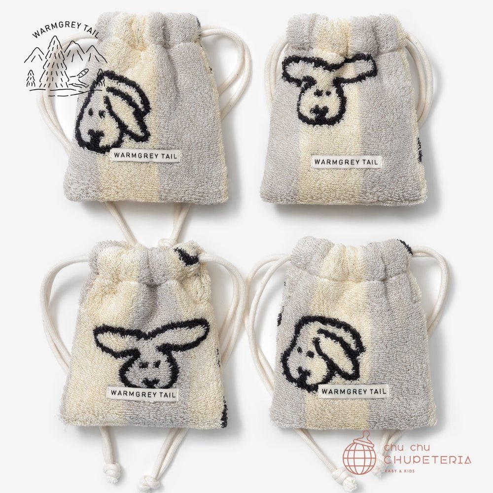 《送料無料》【WARMGREY TAIL】Bunny Bunny Terry Pouch - Gray Stripe _2 _ chu chu CHUPETERIA