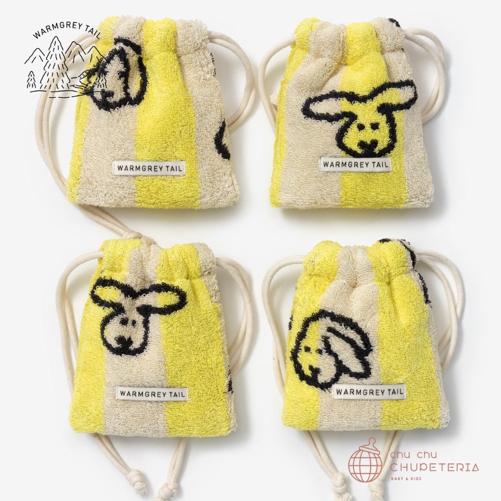 《送料無料》【WARMGREY TAIL】Bunny Bunny Terry Pouch - Yellow Stripe _2 _ chu chu CHUPETERIA