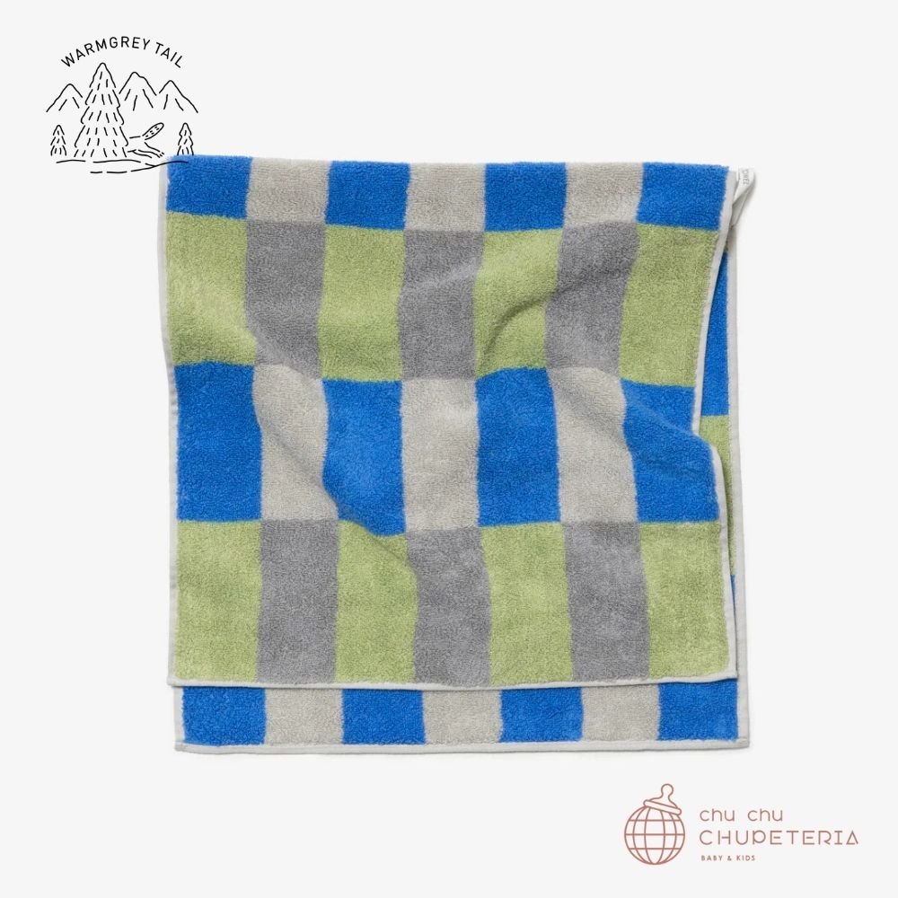 《送料無料》【WARMGREY TAIL】CHECK FACE TOWEL - KHAKI BLUE _1 _ chu chu CHUPETERIA
