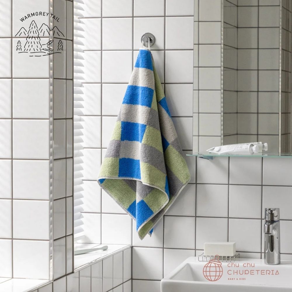 《送料無料》【WARMGREY TAIL】CHECK FACE TOWEL - KHAKI BLUE _2 _ chu chu CHUPETERIA