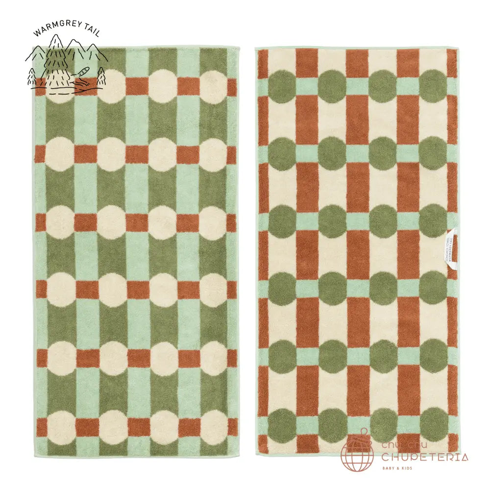 《送料無料》【WARMGREY TAIL】DOT CHECK FACE TOWEL - CREAM ON MINT _2 _ chu chu CHUPETERIA