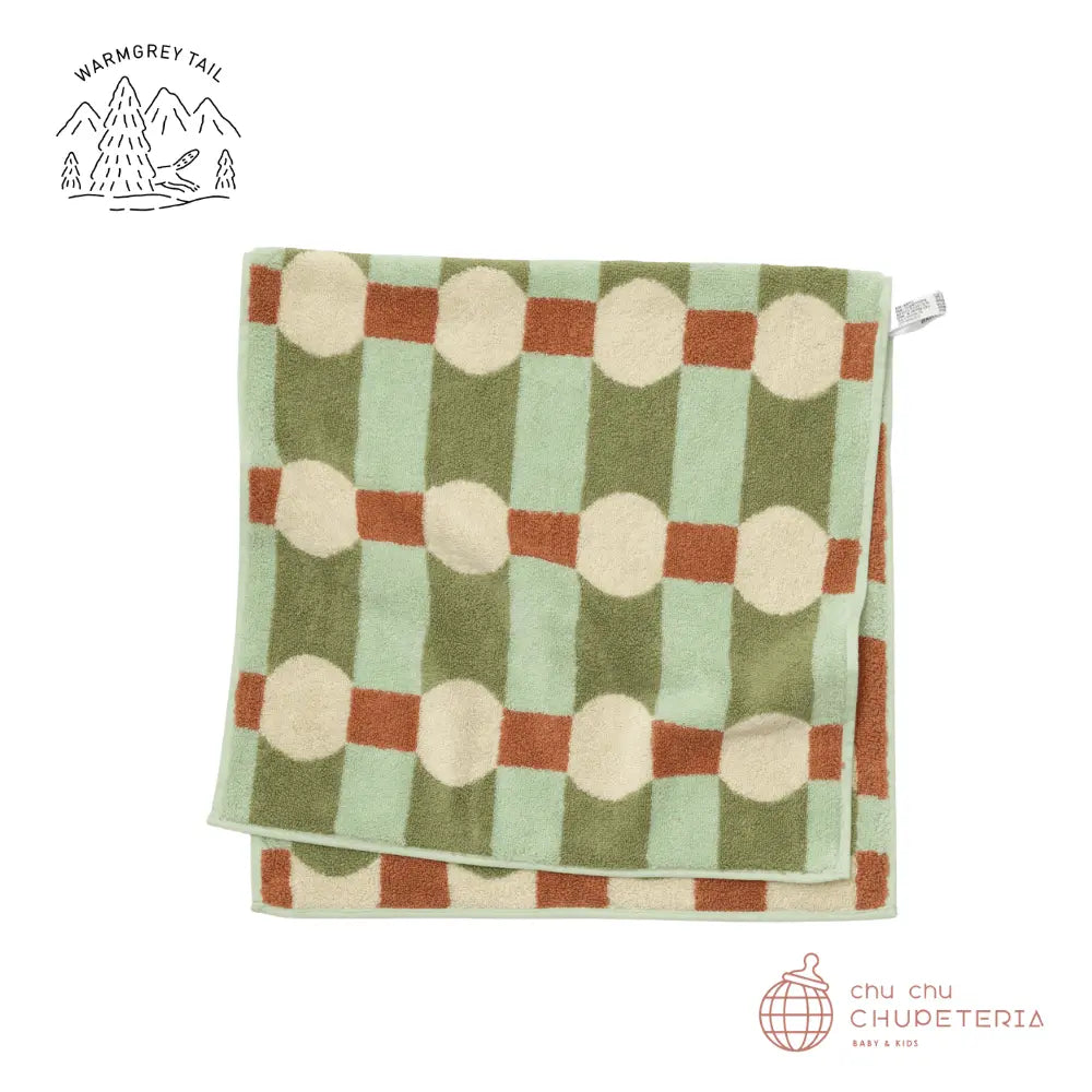 《送料無料》【WARMGREY TAIL】DOT CHECK FACE TOWEL - CREAM ON MINT _1 _ chu chu CHUPETERIA