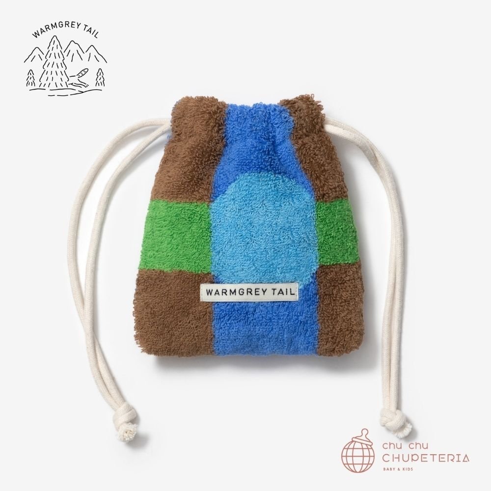 《送料無料》【WARMGREY TAIL】Dot Check Terry Pouch - Blue on brick _1 _ chu chu CHUPETERIA