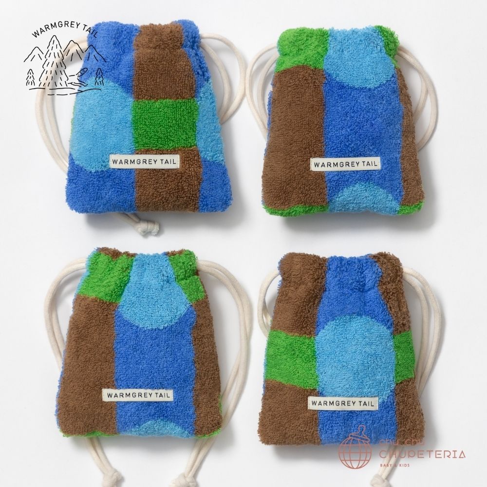 《送料無料》【WARMGREY TAIL】Dot Check Terry Pouch - Blue on brick _2 _ chu chu CHUPETERIA