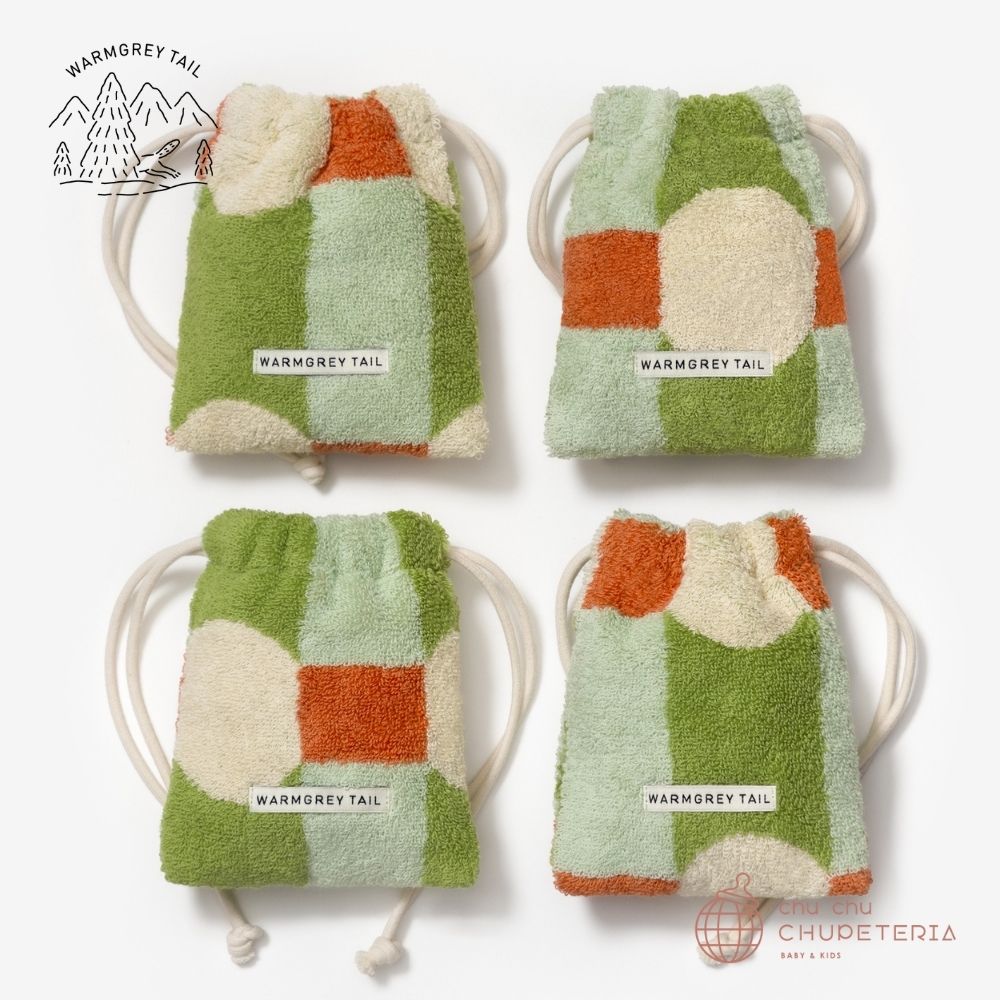 《送料無料》【WARMGREY TAIL】Dot Check Terry Pouch - Cream on mint _2 _ chu chu CHUPETERIA