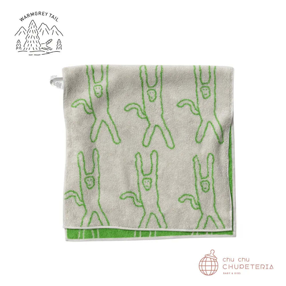 《送料無料》【WARMGREY TAIL】MONKEY FACE TOWEL - GREEN ON GREY _1 _ chu chu CHUPETERIA